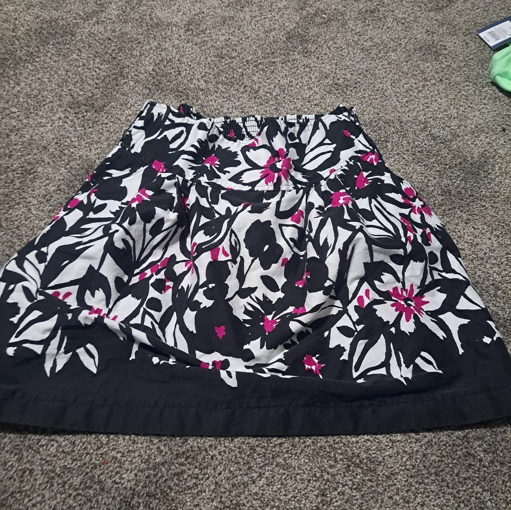 Maurices Black and Pink Floral A-Line Skirt